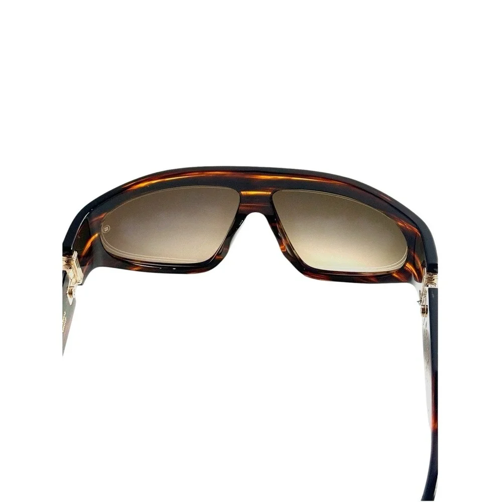 $790 Mens‎ Authentic BALMAIN 62mm Shield Novelty Sunglasses Havana Brown